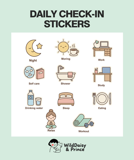 Daily Check-in stickers | PNG + Printable PDF for GoodNotes & iPad