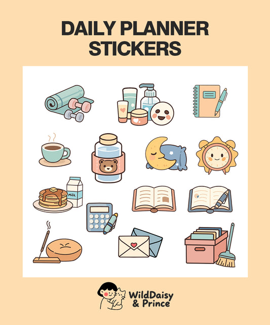Digital Planner Stickers – Daily Log PNG Pack for GoodNotes, Notability