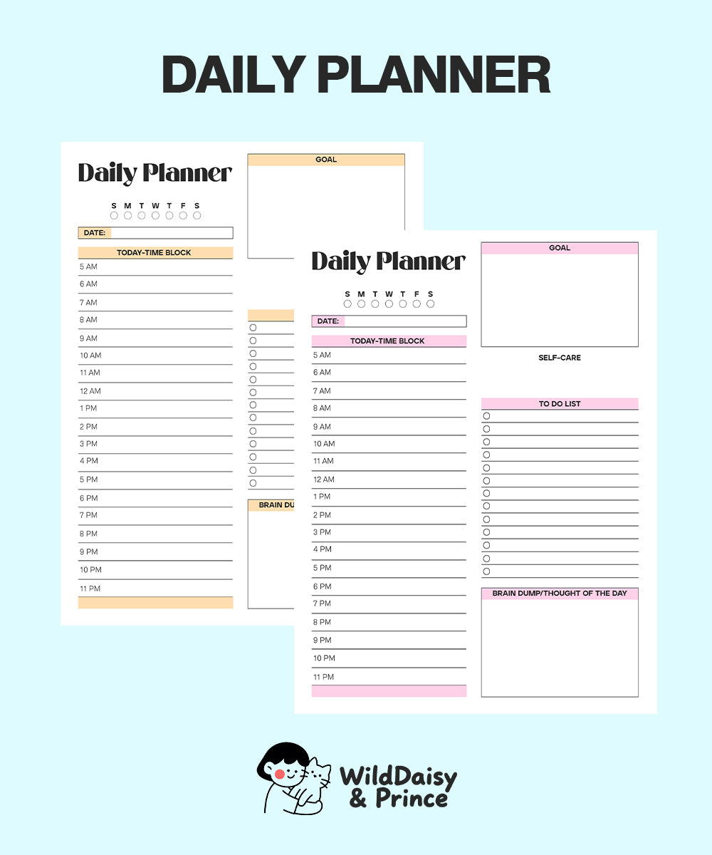 Daily Planner Page – 7 Colors For 7 Days | PNG + Printable PDF for GoodNotes & iPad