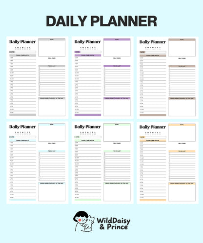 Daily Planner Page – 7 Colors For 7 Days | PNG + Printable PDF for GoodNotes & iPad
