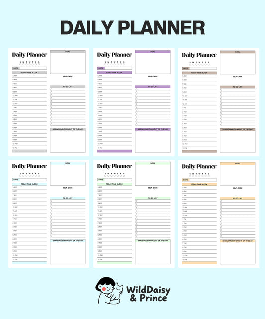 Daily Planner Page – 7 Colors For 7 Days | PNG + Printable PDF for GoodNotes & iPad